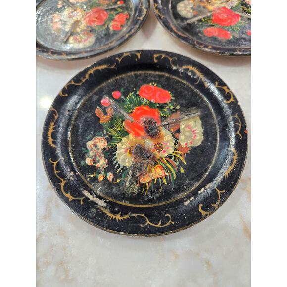 5 Vintage Metal Hand Painted Ashtrays ISCO Alcohol Proof - Picture 3 of 5